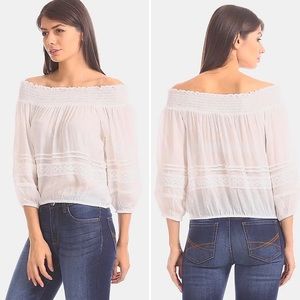 NWOT Aeropostale Long Sleeve Off-The-Shoulder Peasant Crop Top
